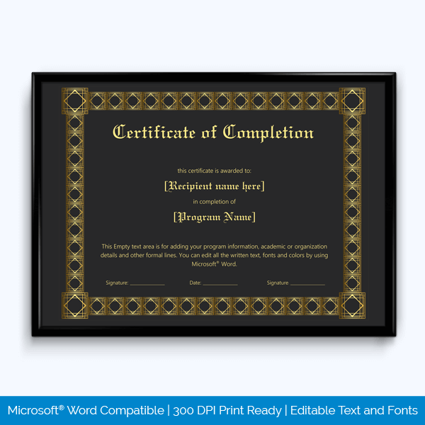 Course Completion Award Certificate Template 03