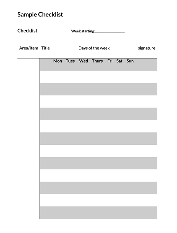 36 Free Checklist Templates - Printable - (Excel - Word)
