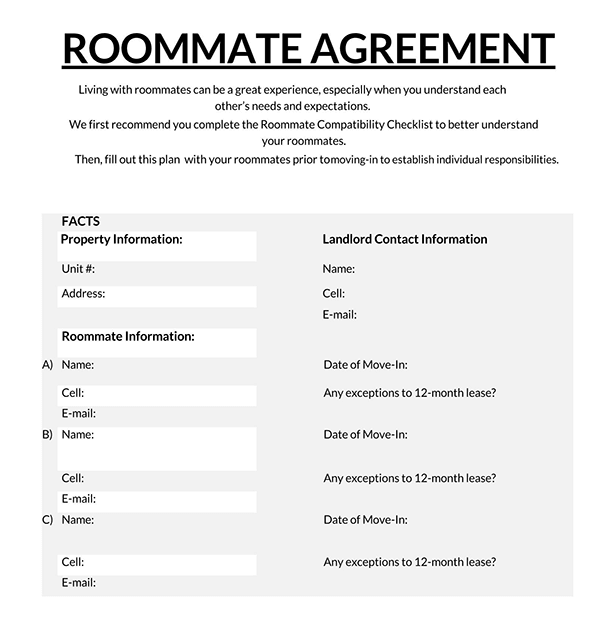 40 Free Roommate Agreement Templates (Word | PDF)
