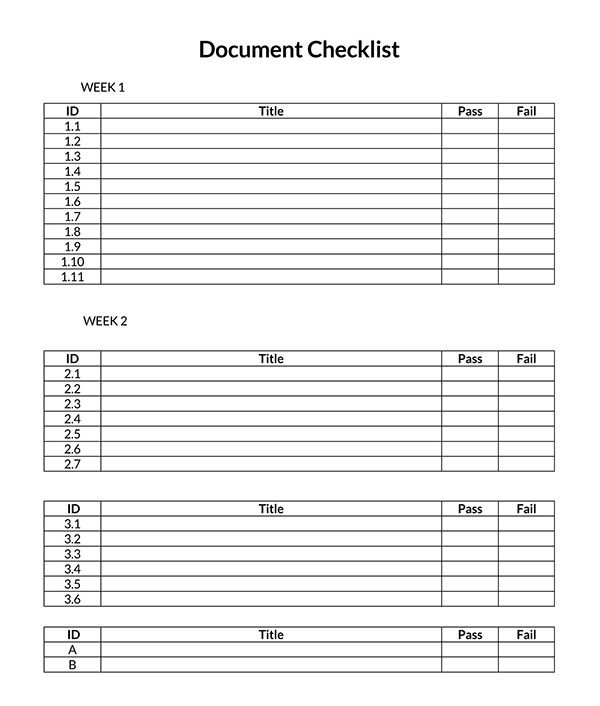 36 Free Checklist Templates - Printable - (Excel - Word)
